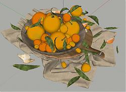 水果篮橙子水果SU模型