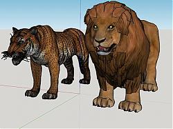 狮子老虎动物SU模型