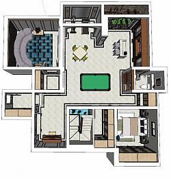 复式家装公寓SU模型
