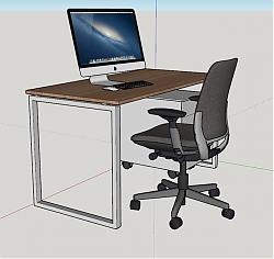 复合板电脑桌旋转椅SU模型