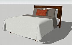 中式床铺床具SU模型