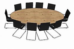椭圆形会议桌椅SU模型