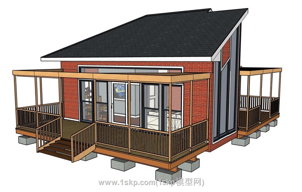 欧式红砖平房住宅sketchup模型库免费下载(ID93689)分享作者是在此输入昵称...