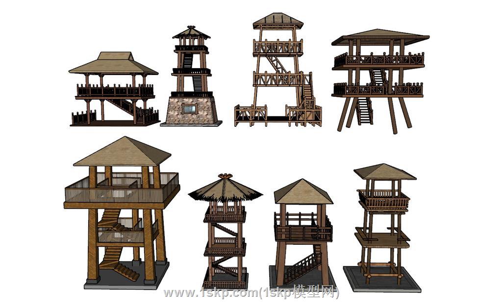 乡村景观塔箭塔哨塔SU模型分享作者是艺创装饰材料批发