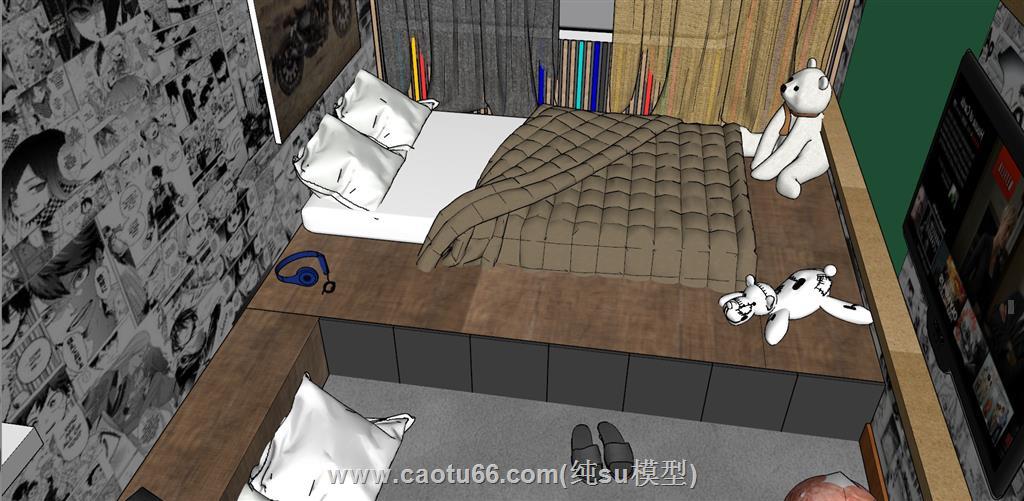 儿童房卧室房间su模型(ID34599)上传日期是2022-04-11