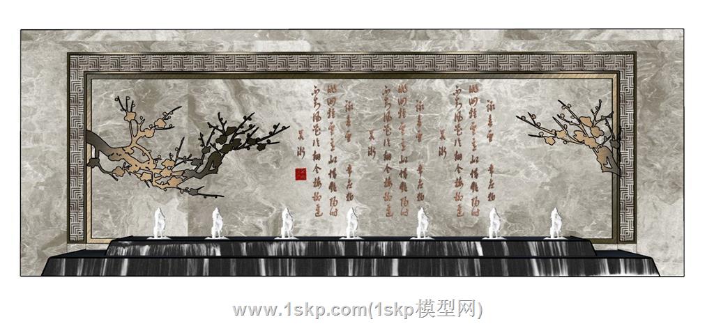 中式景墙SU模型上传日期是2024-02-09