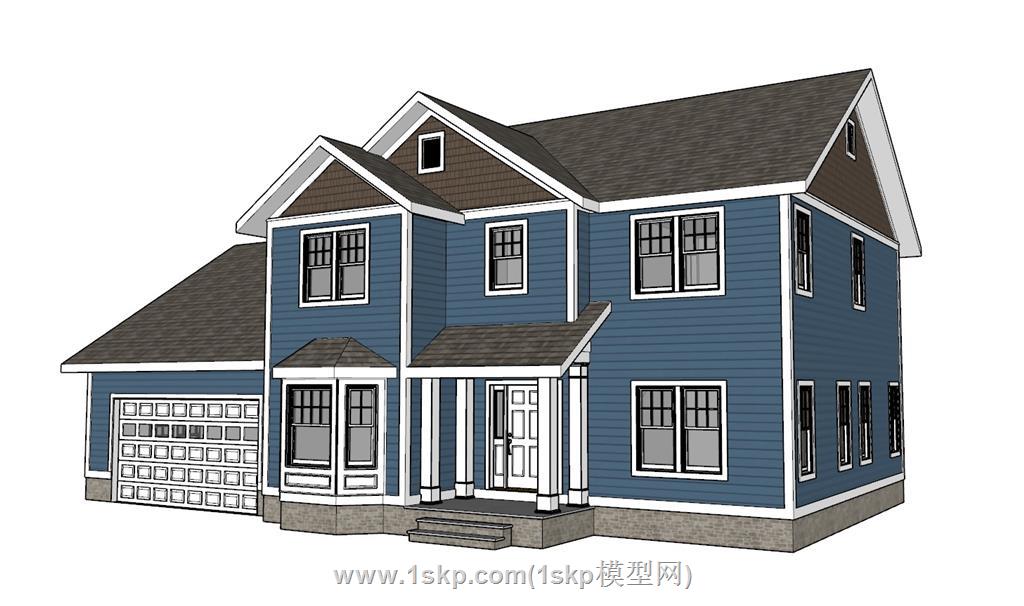 美式住宅房屋别墅SU模型上传日期是2024-02-08