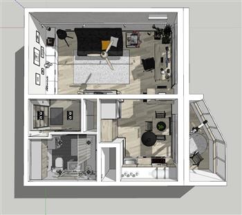 小型公寓室内小户型家装su模型库