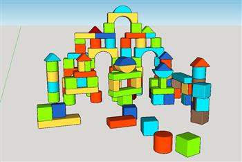 儿童积木玩具城堡的su模型素材