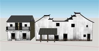 中式旧民房住宅建筑su草图模型