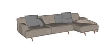 短L形沙发su模型(ID26667)