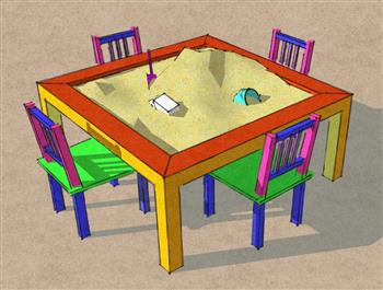 儿童桌沙堆桌SU模型
