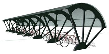 单车自行车停车棚SU模型