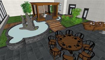 su怎样画屋顶花园景观茶桌椅？附模型(ID28485)