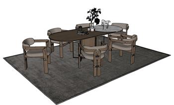 su如何画餐桌椅家具？附模型(ID30114)