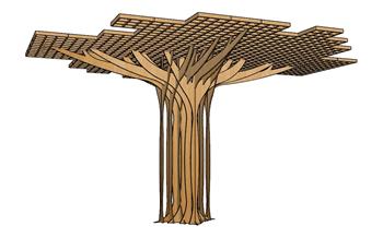 餐厅装饰树吊顶SU模型
