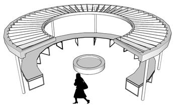 半圆形廊架座椅附su模型(ID30267)