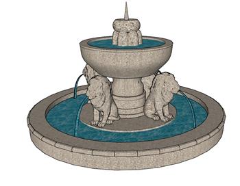 su狮子流水喷泉水景模型(ID30445)