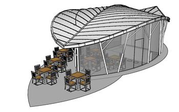 叶子造型餐厅咖啡屋sketchup模型下载(ID31224)