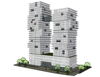 办公楼异形建筑SU模型