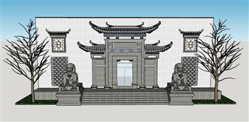 中式徽派建筑SU模型
