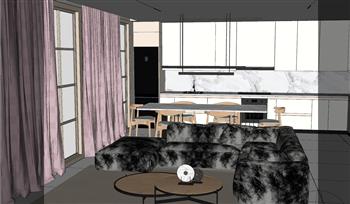Escena沙发餐桌椅厨房su模型(ID32514)
