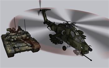 直升机坦克武装su素材(ID33456)
