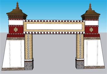 藏式建筑门楼SU模型