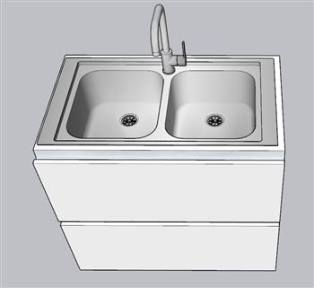 洗菜池台盆洗手池水龙头su模型(ID34364)