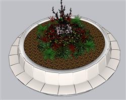 花箱花坛景观座椅树池su模型(ID35304)