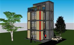 创意三层住宅楼SU模型