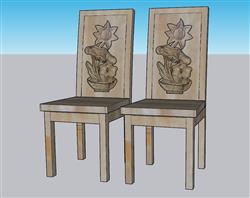 雕花椅子凳子木椅SU免费模型(ID35893)