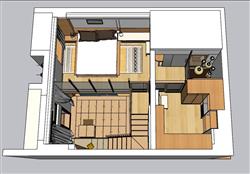 日式单身公寓小户型复式家装草图模型(ID36619)