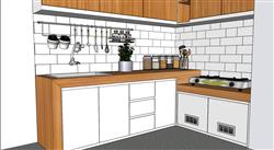 现代厨房橱柜厨具的su模型免费(ID36684)