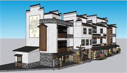 新中式小镇中式建筑SU模型