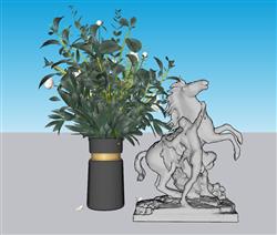 马雕塑工艺品花瓶草图大师模型(ID37950)