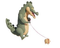 恐龙遛猪玩具SU模型
