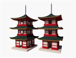 日式塔建筑SU模型