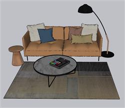 两人座沙发落地灯草图模型(ID40531)