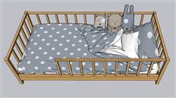 儿童床铺布娃娃草图模型(ID48049)
