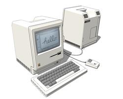 老式台式电脑SU模型