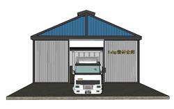 卡车卸货仓库su模型(ID80930)