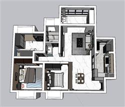 现代家装装修户型SU模型(ID82925)-www.1skp.com