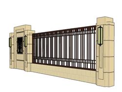 围墙围栏su模型(ID89827)