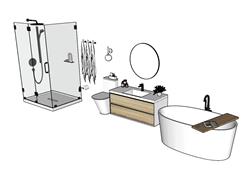 浴室淋浴间浴室柜浴缸su模型(ID90202)
