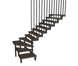 室内楼梯步梯su模型(ID90667)