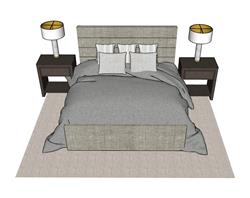 su现代床铺床头柜模型(ID90842)