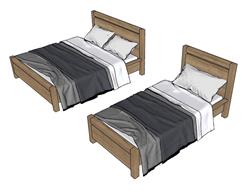 SketchUp木头床铺模型(ID92500)