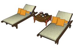 太阳椅躺椅su模型(ID92666)