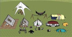 露营帐篷烧烤基地su模型(ID92979)